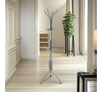 Rafaelo Mobilia Metal Coat Stand With 12 Hooks Grey