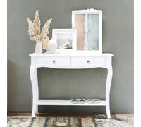 Rafaelo Mobilia Modern Console Table With 2 Drawers and Shelf White
