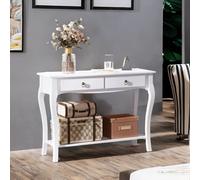 Modern Console Table With 2 Drawers and Shelf Rafaelo Mobilia White One Size