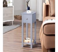 Rafaelo Mobilia Narrow Tall Bedside Table with Drawer in Grey Rafaelo Mobilia Grey