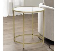 Rafaelo Mobilia Round Coffee Table With Glass Top in Gold Rafaelo Mobilia Gold