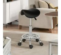 Rafaelo Mobilia Saddle Salon Stool Chair With Adjustable Height and 360 Swivel Black