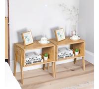Rafaelo Mobilia Set Of 2 Bamboo Stackable Bedside Tables in Brown Rafaelo Mobilia Brown