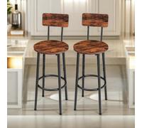Rafaelo Mobilia Set of 2 Bar Stools with Backrest, Brown