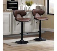 Rafaelo Mobilia Set Of 2 Brown Adjustable Swivel & Adjustable Height, Brown