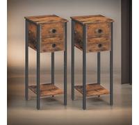 Rafaelo Mobilia Set of 2 Double Drawer Bedside Tables Brown