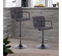 Rafaelo Mobilia Set Of 2 Faux Leather Bar Stools With Foot And Armrest