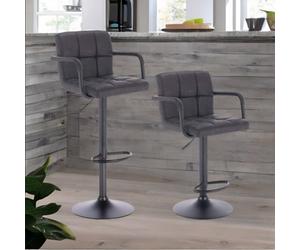 Rafaelo Mobilia Set Of 2 Faux Leather Bar Stools With Foot And Armrest