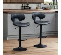 Rafaelo Mobilia Set Of 2 Grey Adjustable Swivel & Adjustable Height