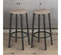 Rafaelo Mobilia Set Of 2 Industrial Bar Stools Greige