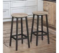 Rafaelo Mobilia Set of 2 Industrial Bar Stools Greige in Grey Rafaelo Mobilia Grey