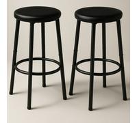 Rafaelo Mobilia Set of 2 Kitchen Counter Height Breakfast Bar Stools Black