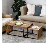 Rafaelo Mobilia Set Of 2 Nesting Tables Industrial Rustic Brown