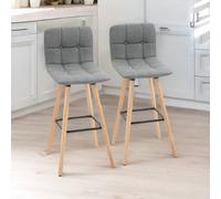 Rafaelo Mobilia Set Of 2 Wooden Bar Stools With Backs & Footrest For Kitchen Bar