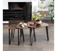 Rafaelo Mobilia Set Of 3 Industrial Nesting Tables Rustic Brown