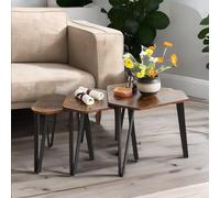 Rafaelo Mobilia Set Of 3 Industrial Nesting Tables Rustic Brown