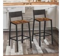Rafaelo Mobilia Set of Breakfast Bar Stools with Footrest & Backrest in Brown Rafaelo Mobilia Brown
