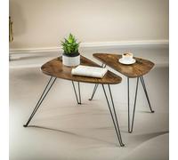 Rafaelo Mobilia Set Of Nesting Coffee Side Tables Rustic Brown