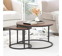 Rafaelo Mobilia Set Of Round Nesting Tables Industrial, Brown