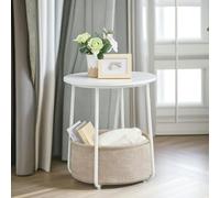 Rafaelo Mobilia Side Table with Removable and Washable Storage Basket Beige