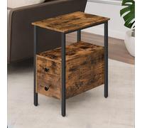 Slim Bedside Table with 2 Drawers Rafaelo Mobilia Brown One Size
