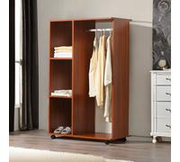 Rafaelo Mobilia Small Open Wardrobe With Wheels Walnut Brown, Brown