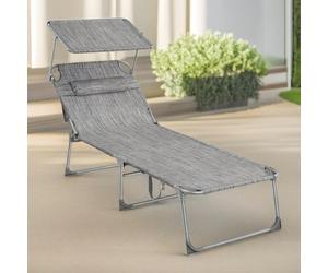 Rafaelo Mobilia Sun Lounger For Garden Folding Deck Chair Greige