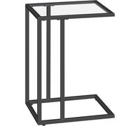Rafaelo Mobilia Tempered Glass C Shape Metal Side Table Black