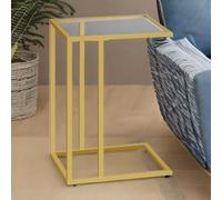 Rafaelo Mobilia Tempered Glass Gold C Shape Side Table