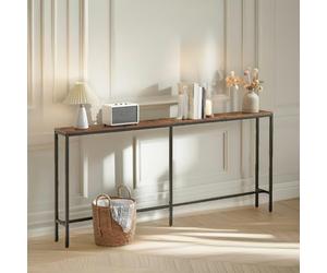 Rafaelo Mobilia Wide Narrow Hallway Slim Console Table Rustic Brown