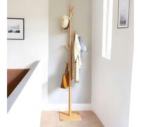 Rafaelo Mobilia Wooden 8 Hook Coat Stand With Square Base