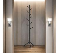 Wooden Coat Stand With 8 Hooks Black Rafaelo Mobilia Black One Size