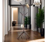 Rafaelo Mobilia Wooden Coat Stand With 8 Hooks in Light Brown Rafaelo Mobilia Light Brown