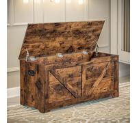 Rafaelo Mobilia Wooden Storage Chest Blanket Box Shoe Bench in Brown Rafaelo Mobilia Brown