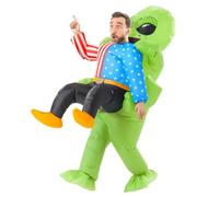 Rafalacy Inflatable Alien Costume for Adult Space Alien Holding Human Outfit Funny Blow up Halloween Costume Suit