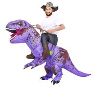 Rafalacy Inflatable Dinosaur Costume for Adult Blow up Ride-on T-rex Costume Funny Halloween Party Costume Dinosaur Party Fancy Dress up Suit, Purple