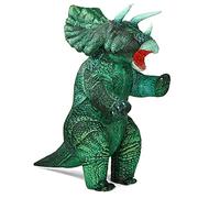 Rafalacy Inflatable Dinosaur Triceratops Costume for Adult - Blow up Halloween Carnival Party Cosplay Fancy Dress (Green, Standing Style)
