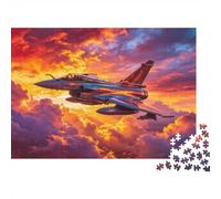 Rafale Fighter Jet Jigsaw Puzzle 1000 Pieces Recycled Paper Flame Clouds Jigsaw Puzzles Educational Game Challenge Fun Family Game for Adults And Age 10 52x38cm/1000pcs