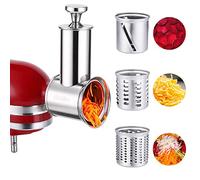 Rafbar Stainless Steel Slicer Shredder Attachments for KitchenAid Stand Mixers, Dishwasher Safe, Large Vegetable Cheese Grater Slicer Accessories with 3 Blades by