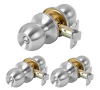 RAFECIEE Privacy Door Knob Keyless Door Knobs Interior with Lock Bathroom Door Knob with Lock Satin Nickel Doorknob, 3 Pack