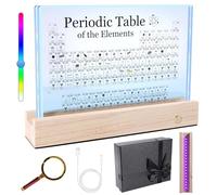 Rafecs Periodic Table with Real Elements Inside, Large Acrylic Periodic Table of Elements with 83 Real Samples and 7 Colorful LED Lights, Chemistry Gifts for Students, Kids, Teacher and Science Lovers