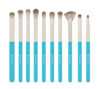 Raffaello Professional Eye Makeup Brush Set, 10 Piece, Soft Nylon Bristles with Aluminum Handle blue