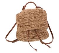 Raffia Bag with Large Capacity and Drawstring Closure for Women Backpack and Reducing Shoulder Strain Backpack Stylish Fashionable Boho Woven Beach Bag for Vacation