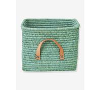 Raffia basket with mint leather handles RICE mint green