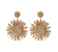 Raffia Earrings for Women Boho Beach Straw Rattan Summer Tropical Big Flower Earrings for Women Vacation, One Size, Rattan, No Gemstone