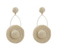 Raffia Earrings for Women, Handmade Boho Rattan Earrings, Hpoewre Statement Drop Earrings, Lightweight Dangle Earrings, Summer Beach Vacation Jewelry, Raffia, No Gemstone