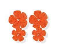 Raffia Earrings for Women Statement Flower Boho Dangle Jewelry Large Unique Floral Beach Outfits for Women 2025 Vacation, Metal, No Gemstone