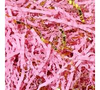 Raffia Filler, 100g 2-6pack Crinkle Cut Shredded Paper Fillers Friendly Gift Filler(Pink golden,100g*4pack)