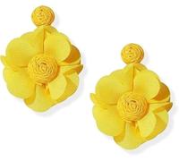 Raffia Flower Dangle Earrings Rattan Flower Drop Earrings Bohemian Style Hand-woven Floralearrings Valentine's Day Mother's Day Birthday Jewelry Gift, Rattan, No Gemstone