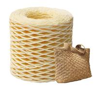 Raffia Grass - Paper Raffia Ribbon for Crochet | Wire Wire DIY Making with Natural Color and Matte Texture for DIY Decoration, Craft Project, Beach Bag, Hat